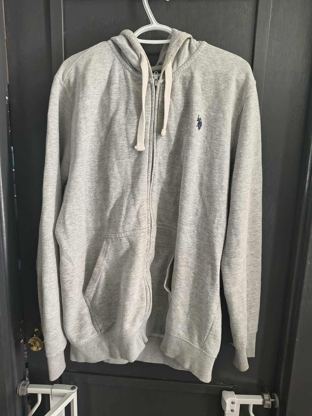 Polo by Ralph Lauren Light Gray Full‑Zip Hoodie with Navy Pony
